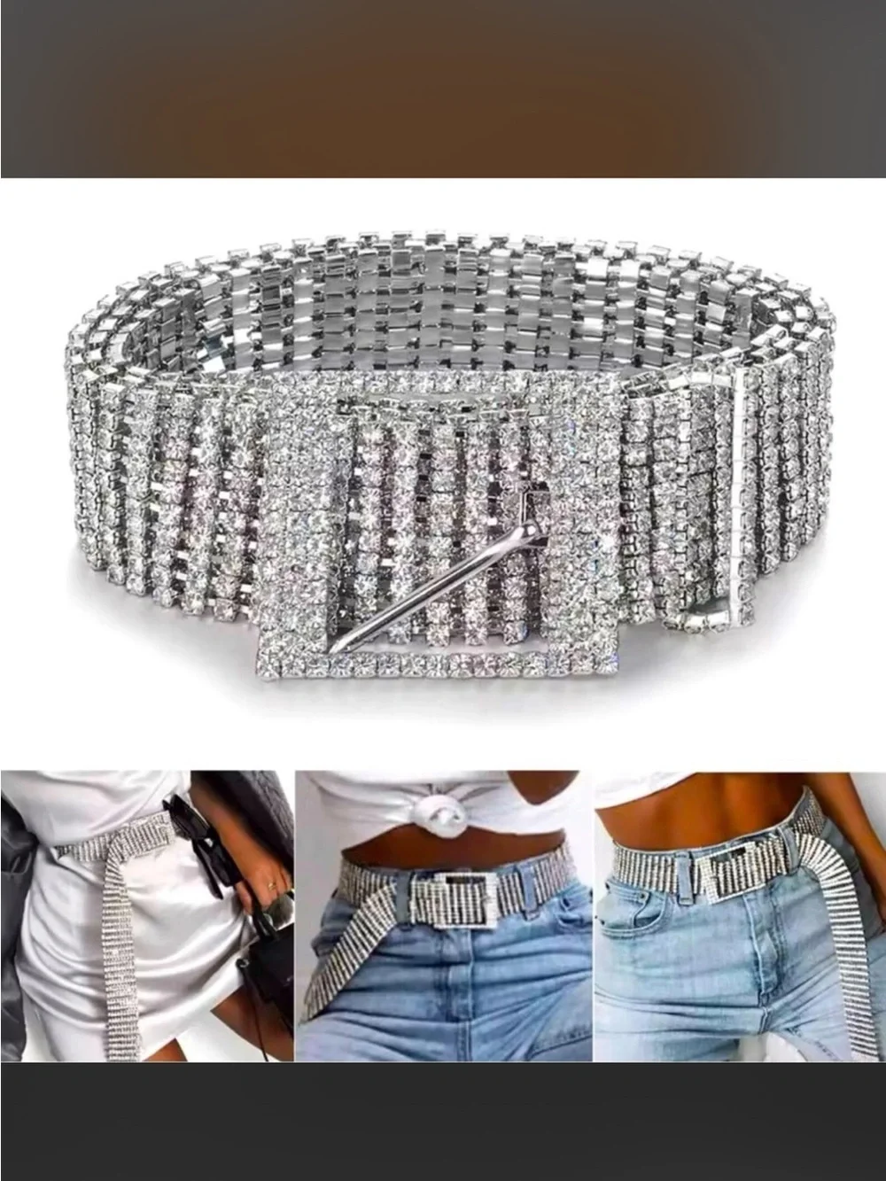 Rhinestone Crystal Glam Women's Fashion Belt Bling Sparkle Belt